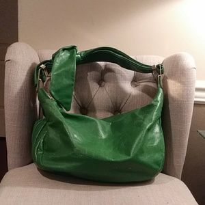 Badgley Mischka Emerald green leather hobo bag